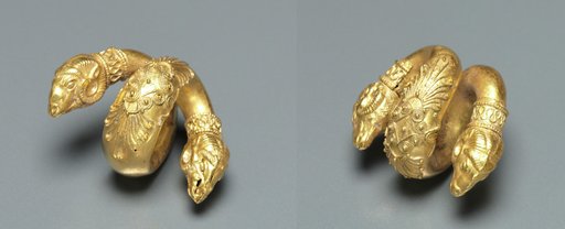 Pair of Earrings or Hair Ringlets with Ram Head