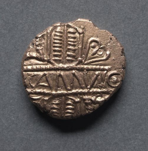 Cunobeline Stater: Tablet on Wreath (reverse)