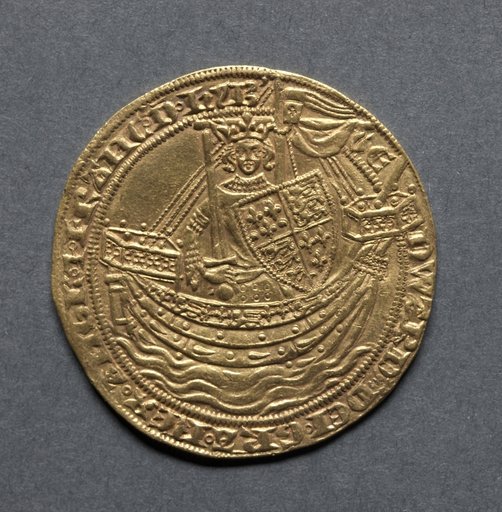 Noble: Edward III Standing in Ship with Shield of Arms (obverse)
