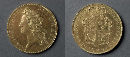 Five Guineas: George II (obverse); Shield of Arms (reverse)