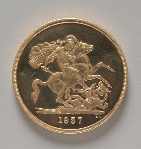 Five Pound Piece: St. George and the Dragon (reverse)