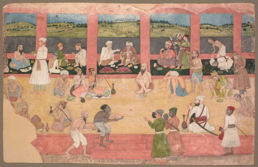 Opium Smokers Served Fruit and Bread