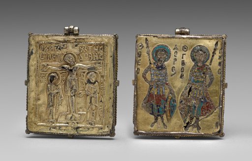 Enkolpion with the Crucifixion (front) and Saints Theodore and George (back)