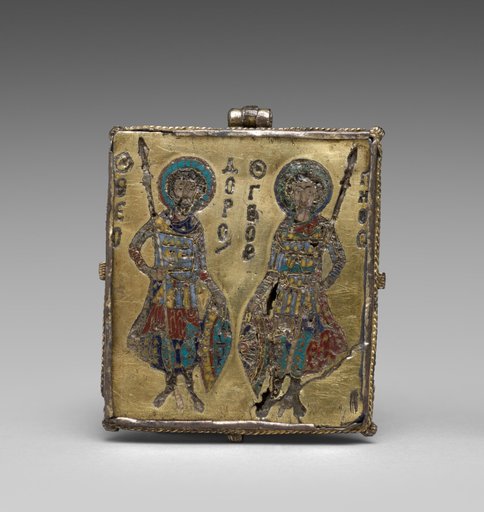 Enkolpion with the Crucifixion (front) and Saints Theodore and George (back)