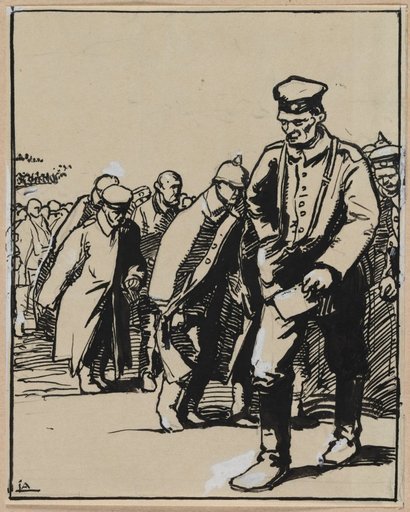 Marche d'un groupe de prisonniers allemands