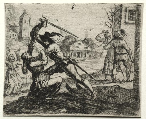 Military Subjects: Two Soldiers Pursuing Women in a Village