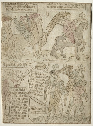page from the Apocalypse (The Locusts with the Angel of the Abyss and The Sixth Trumpet)