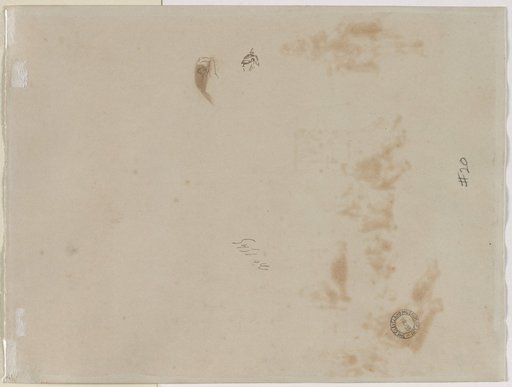 Sketch of a Man with Upraised Arm and Sketch of a Helmet (verso)
