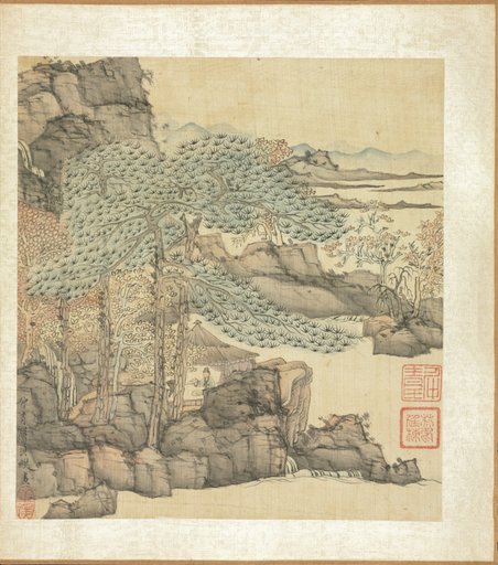 Paintings after Ancient Masters: Scholar Reading in a Thatched Hut by a Waterfall