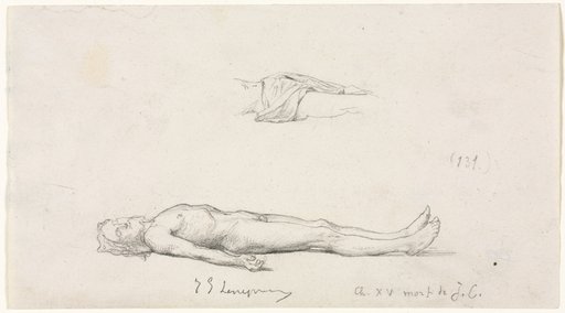 Sketch of the Dead Christ, and Detail Sketch of Loincloth