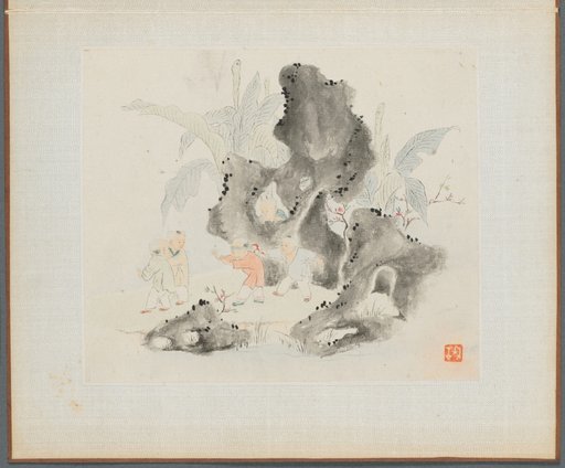 Album of Landscape Paintings Illustrating Old Poems: Children Playing Blindman's Buff in a Garden