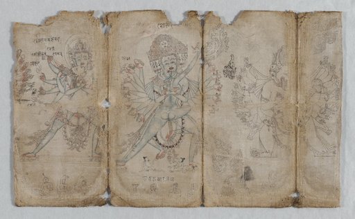 Iconographic Drawings: Chakrashamvara with Vajravarahi, Hevajra with Nairatmya, and Yamantaka (verso)