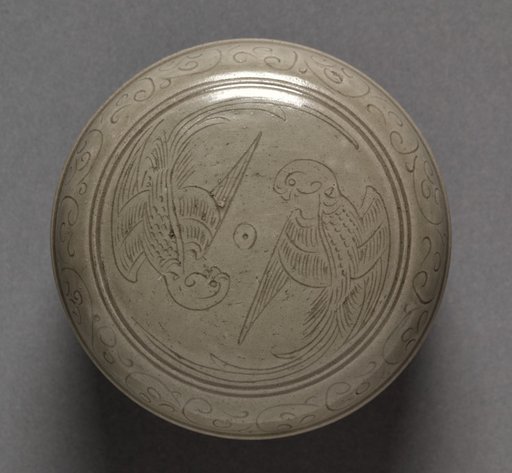 Covered Box with Double-Parakeet Design (lid)