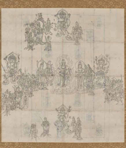 Iconographical Sketch (Zuzō) for the "Benevolent Kings Sutra Mandala"