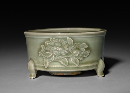 Incense Burner in Form of Archaic Lian with Peonies in Relief