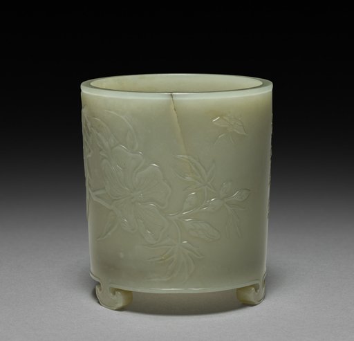 Cylindrical Container with Mallows and Inscription in Relief