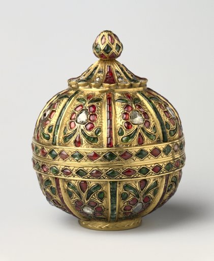 Globular-Shaped Box Decorated with Gems