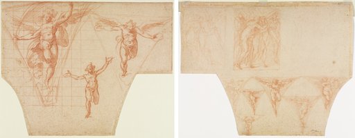 Three Studies of Angels for a Pendentive (recto); Studies for Christ Meeting His Mother on the Road to Calvary, Studies of an Angel in a Pendentive (verso)