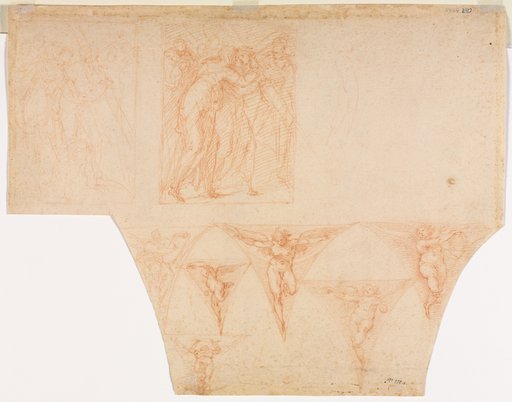 Studies for Christ Meeting His Mother on the Road to Calvary, Studies of an Angel in a Pendentive (verso)