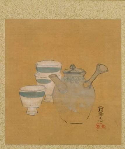 Teapot and Cups from Album of Paintings by the Venerable Zeshin