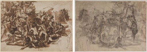 Poros Assailed by the Macedonian Army (recto); Sketches of Animals (verso)