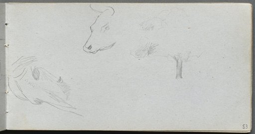 Sketchbook, page 53: Animal Studies and Tree Study