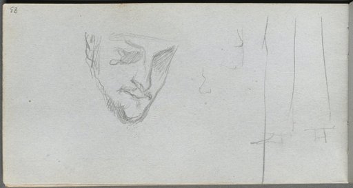 Sketchbook, page 83: Study of a Face, Legs