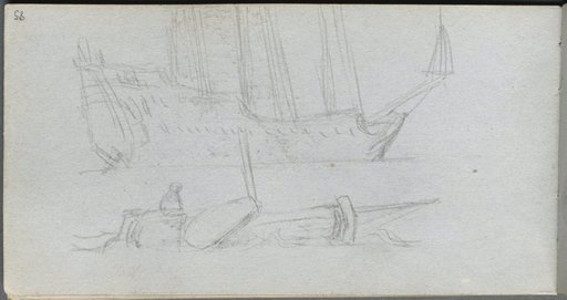 Sketchbook, page 85: Study of a Ship and Buoy