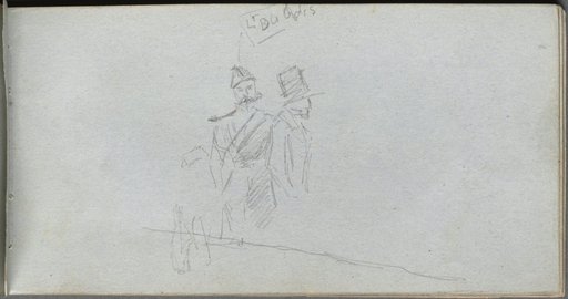 Sketchbook, page 38: Study of a Solider and Figure in Top Hat