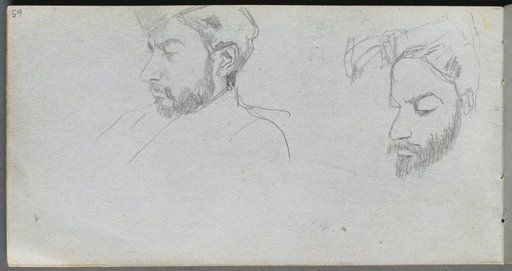 Sketchbook, page 65: Study of Faces in Profile