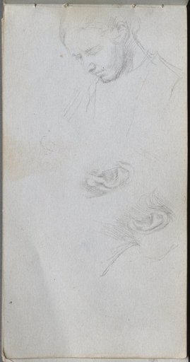 Sketchbook, page 96: Study of a Face, Ears