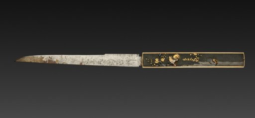 Knife with Handle (Kozuka) with Mandarin Ducks in Plum