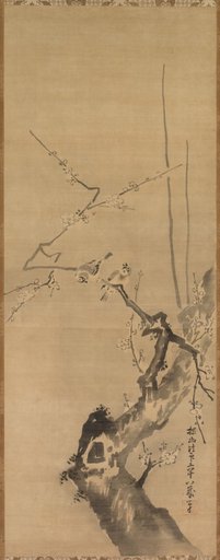 Sparrows on Blossoming Plum
