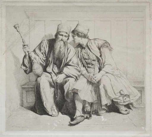 Young Greek Man in Conversation with a Priest