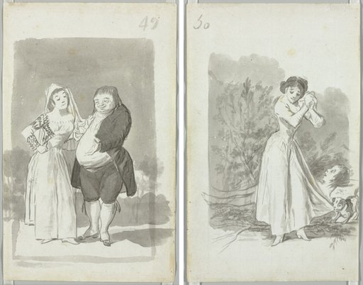 Young Woman (possibly a Sex Worker) with a Man (recto); Young Woman Wringing Her Hands over a Man's Naked Body (verso)