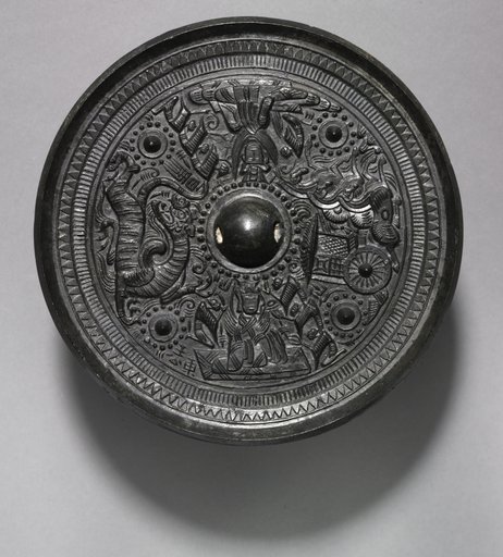 Mirror with Deities, Chariot, and the White Tiger