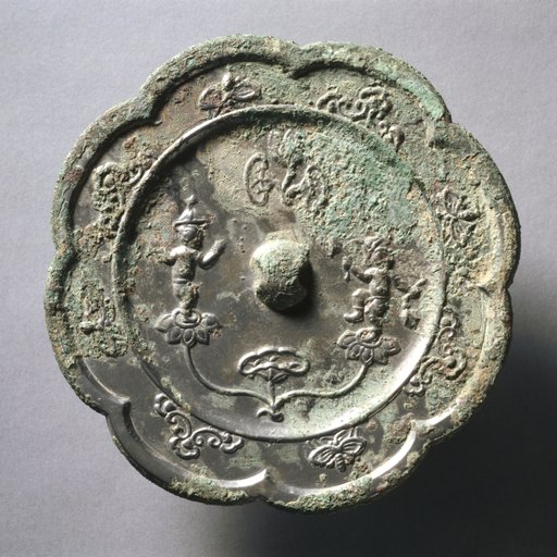Lobed Mirror with Acrobats on Lotus Blossoms