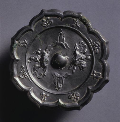 Octafoil Mirror with Riding Immortals and Rising Peaks