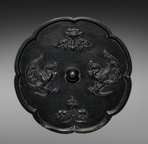 Lobed Mirror with Paired Phoenixes and Floral Displays