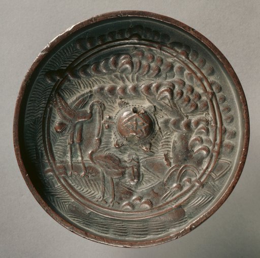 Mirror with Pine and Cranes