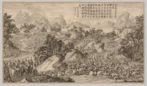 Battle at Heshi Kuluke: from Battle Scenes of the Quelling of Rebellions in the Western Regions, with Imperial Poems