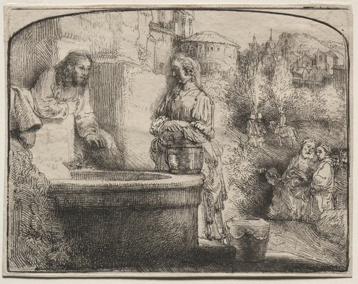 Christ and the Woman of Samaria: An Arched Print