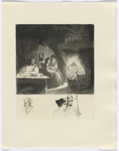 Frédéric Mistral: Mémoires et Recits by Frédéric Mistral: family scene/ bust of three figures (insert after p. 48)