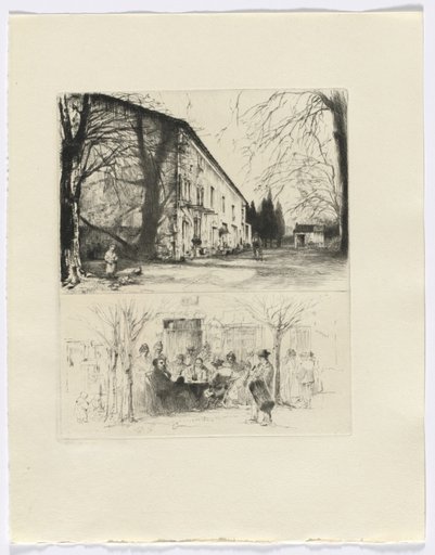 Frédéric Mistral: Mémoires et Recits by Frédéric Mistral: street scene/ people at outdoor table (insert after p. 24) DUPLICATE