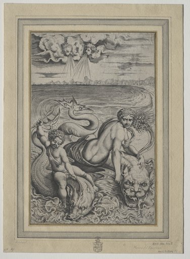 Love and Cupid Carried by Dolphins