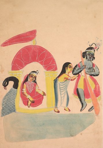 Krishna Ferrying Radha Across the Yamuna River