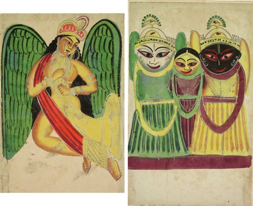 Winged Apsara with a Horn (recto); Jagannatha Trio (verso)