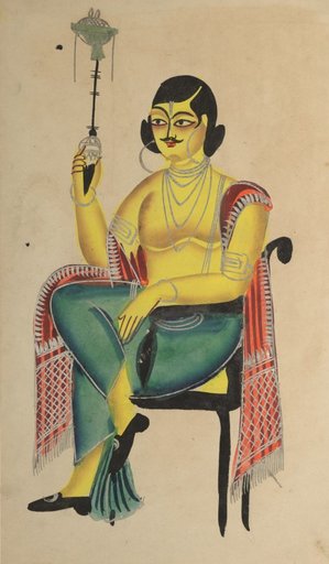 English Babu (Native Indian Clerk) Holding a Hookah