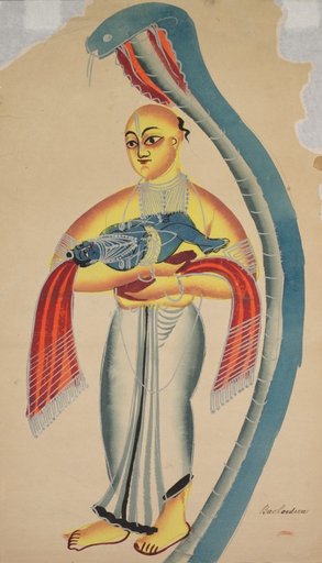 A Serpent Protects Vasudeva Taking His Infant Son Krishna to Safety