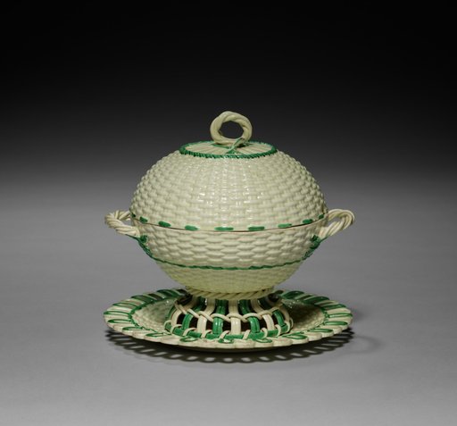 Wicker-Work Covered Sauce Tureen on Stand